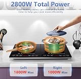 AMZCHEF Double Induction Hob 2800W Portable Dual Burner with Timer view 2