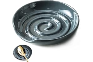 LYEOBOH Spoon Rest for Stove Top, Ceramic Spoon Holder for Kitchen Counter, Cooking Spoon Rest Coffee Spoon Rest, Kitchen Decor for Farmhouse, 5 Inch, Dishwasher Safe, Gray