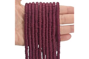 MIIIM 3600 PCS 10 Strands Polymer Clay Beads for Jewelry Making, Vinyl Heishi Beads 6mm for Surfer Bracelets Necklace Making (Maroon)
