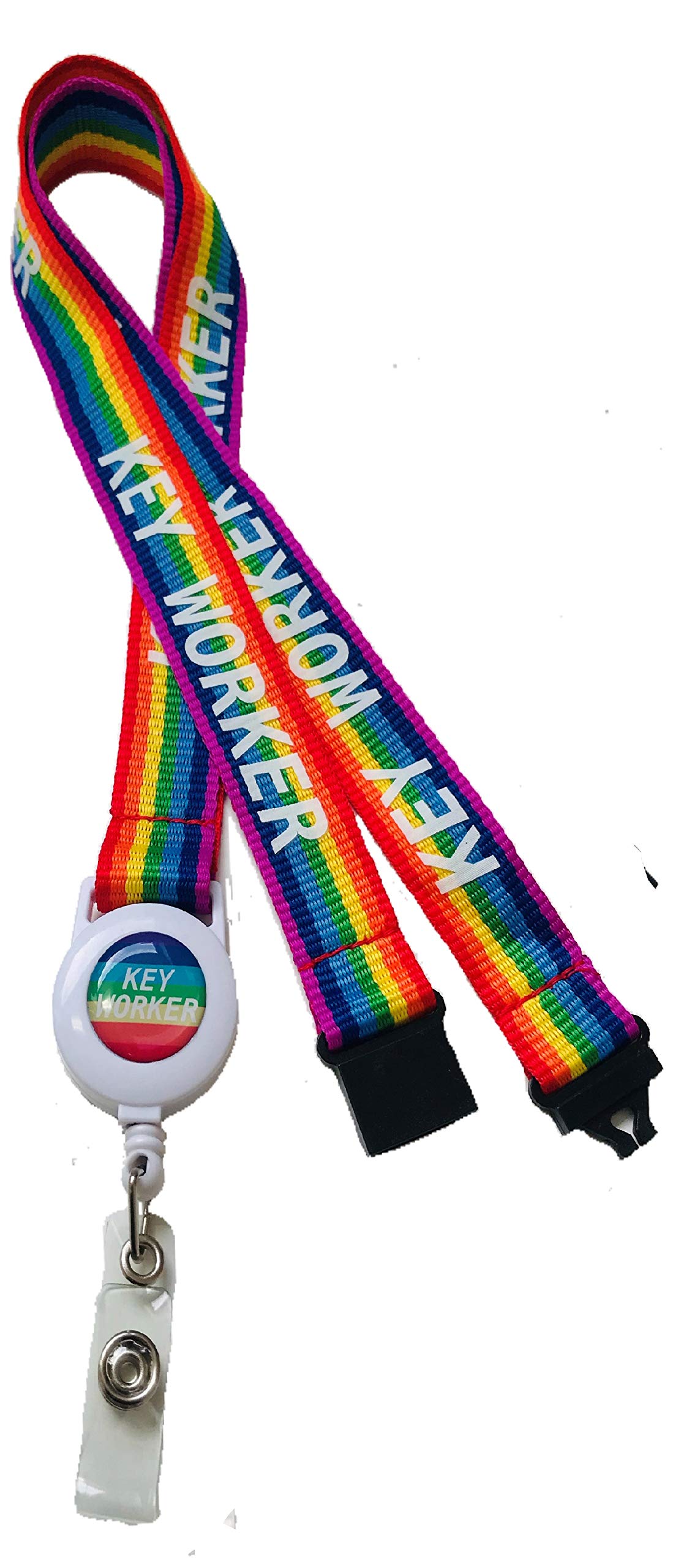 20mm Rainbow Badge Reel Key Worker Neck Lanyard,