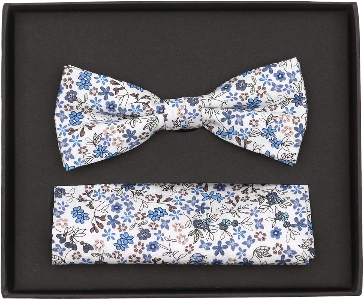 Venti Set Fliege//Einstecktuch blau-braun-wei/&szlig; gebl/&uuml;mt