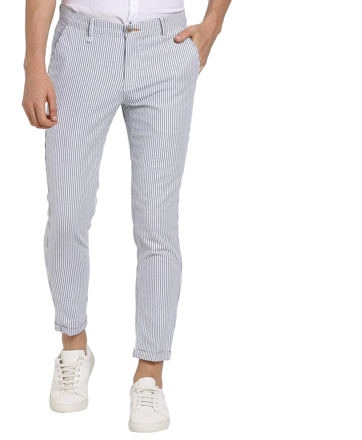 Buy Scullers Oxford Mens Stripe Slim Fit Chinos Pants at Amazon.in