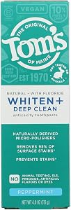 Tom’s of Maine Whiten Plus Deep Clean Whitening Toothpaste with Fluoride, Natural Whitening Toothpaste with Plant-Based Clean