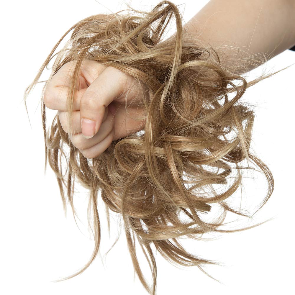 Hair Scrunchie Hair Piece Fashion Tousled Instant Ponytail Elastic Updo Scrunchy Bun Wig Hairdo - Light Brown & Ash Blonde