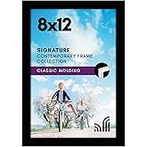 Americanflat 8x12 Picture Frame with Shatter-Resistant Glass - Signature Collection - Gallery-Style Frames Made of Engineered Wood - Photo Frame for Tabletop and Wall Display - Black
