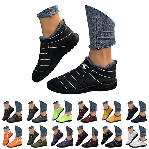 Hiking Boots Women,Winter Snow Boot Ladies Waterproof Fur Lined Ankle Walking Shoes Warm Shoes Side Zipper Lightweight Outdoor Anti-Slip Girls Booties Snow Boots Women Size 7