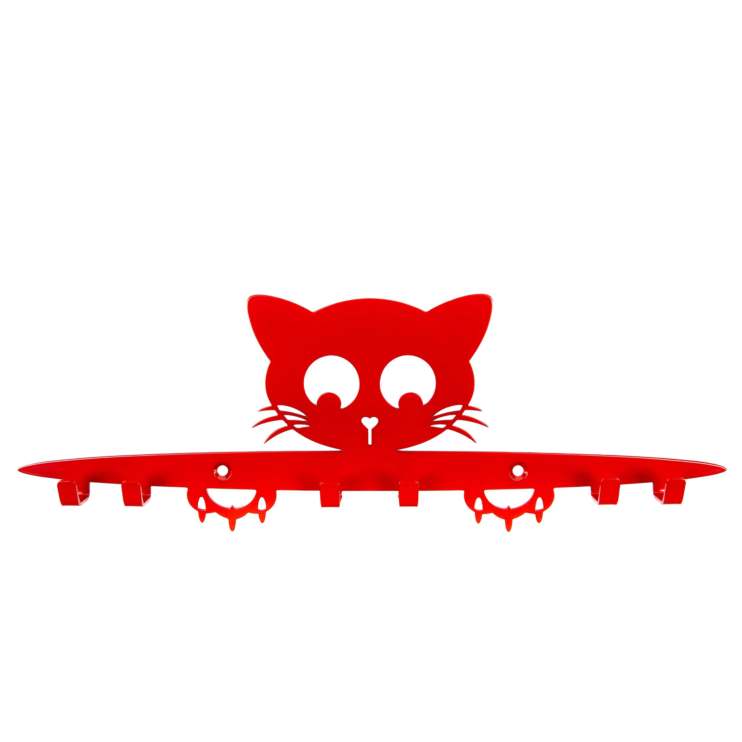 Galleksa Children's Wall-Mounted Coat Hooks Hanger Rack Kitty Cat Red