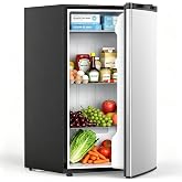 COWSAR 3.1 Cu.ft Mini Dorm Fridge for Bedroom Apartment Office, Silver | Reversible Single Door, Adjustable Thermostat, Energy Saving, Remove Glass Shelves, Compact Small Fridge for College Dorm