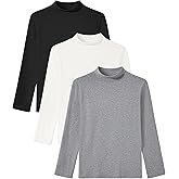 Auranso 3 Pack Boys Girls Turtleneck Kids Long Sleeve Shirts Solid Warm Unisex Turtle Neck Top