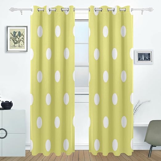 Amazon Com Aideess Yellow Polka Dot Blackout Curtains Darkening