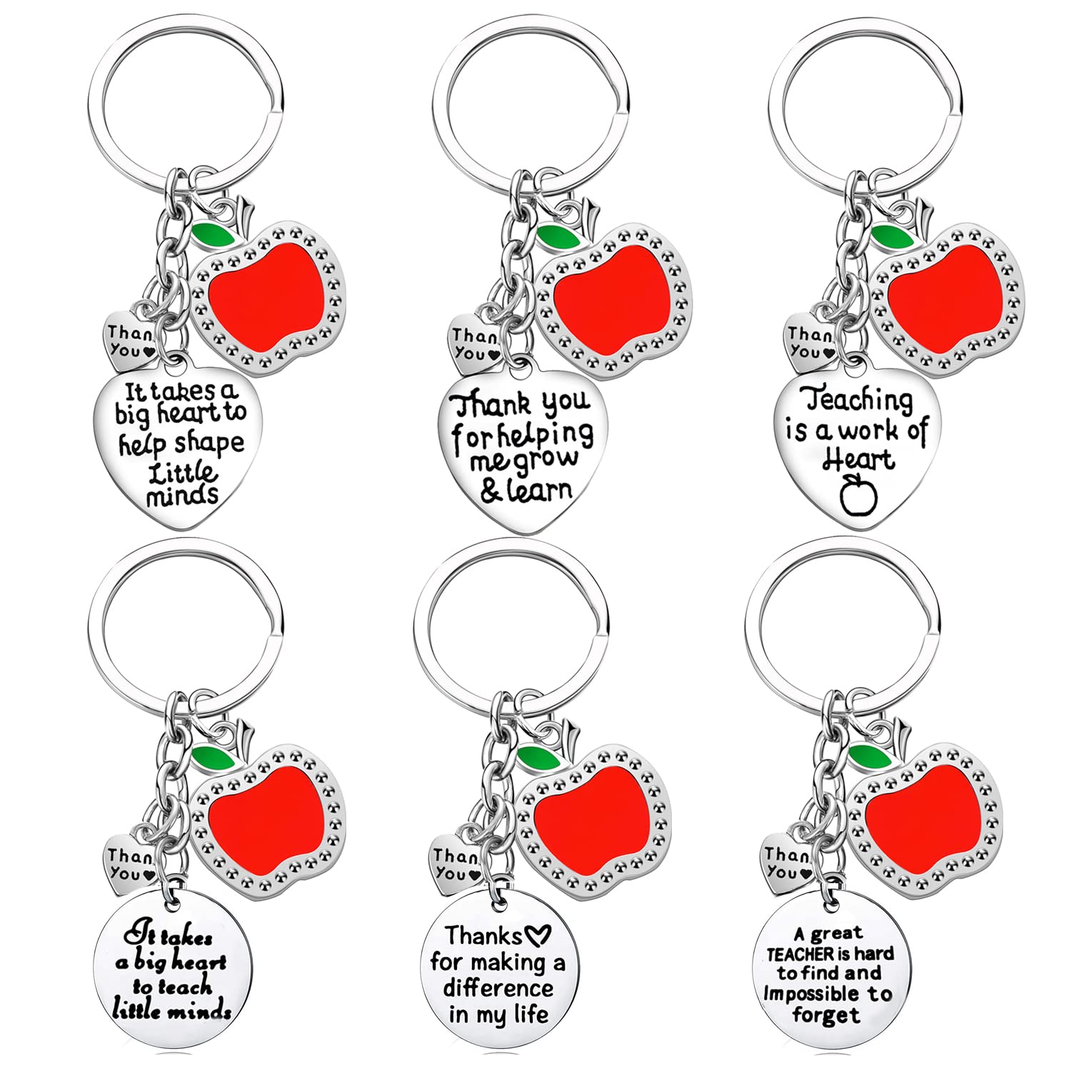 Waeceip 6PCs Teacher Gift for Women Keyring Thank You Gifts for Teacher Appreciation Teacher Gifts Key ring Nursery,Teaching Assistants, Nursery Teachers Birthday Jewellery