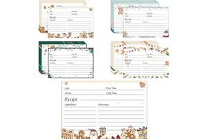 4X 6 inch Christmas Holiday Recipe Card 60 Pcs Double-Sided Family Cookbook Collection Scrapbook Recipe Cards of Christmas Ho
