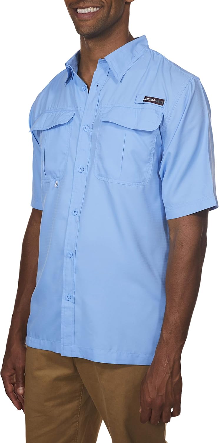 Swiss Alps Mens Short Sleeve Lightweight Breathable Outdoor Fishing Shirt at  Men’s Clothing store