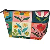 LMHRMWGB Bold Flower Canvas Small Cosmetic Bag for Travel, Waterproof Makeup Bag with 2 Mesh Pockets, Portable Toiletry Bag Mini Organizer for Gym, Business Trip, Camping