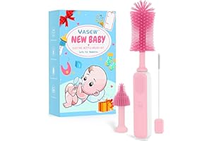 YASEW Electric Bottle Brush Cleaner, Baby Bottle Brush Set, 360° Efficient Cleaning, Long-Lasting 2000 mah Battery, Nipple, Straw Brush, and Exquisite Package, Baby Girl Newborn Essentials Gift (Pink)