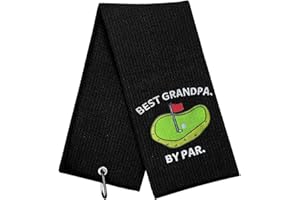 BOTOGIFT Golf Towels, Embroidered Funny Golf Towel - Golf Gifts for Men or Women, Golf Accessories for Men or Women, Best Grandpa by Par, Black