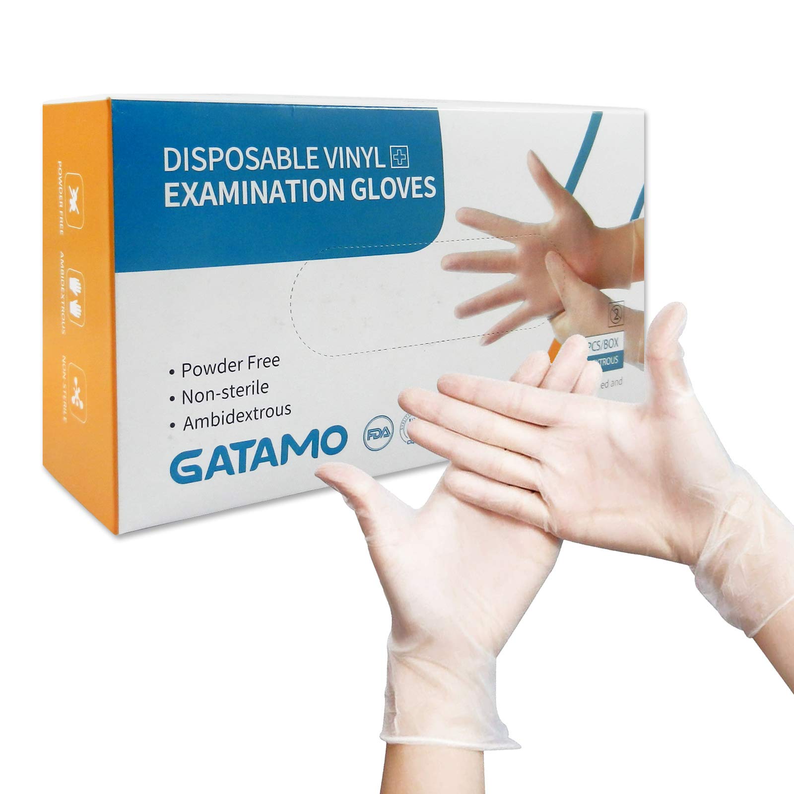GATAMO Vinyl Clear Disposable Gloves Latex and Powder Free Multi Purpose Pack of 100 Size Small