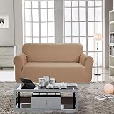 SAMSTEX 3 Seater Sofa Cover Stretch Slipcover Sand 1-Piece view 2