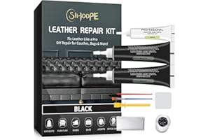 SIHOOPE Black Leather Repair Kit for Furniture, Car Seats, Sofa, Jacket & Purse - Repairs Burn Holes, Scratches, Tears - Restores Faux, Vinyl, Artificial and Real Leather