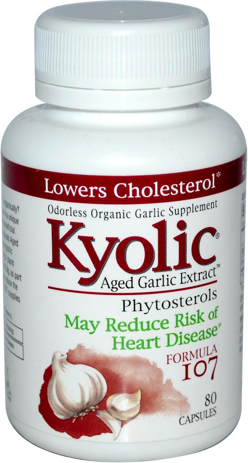 Wakunaga - Kyolic, Aged Garlic Extract, Phytosterols, Formula 107, 80 Capsules