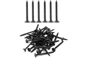 IMScrews 100pcs #8 x 1-1/2" Flat Head Phillips Drywall Screws Fine Thread Sharp Point Wood Screw, Carbon Steel 1022A, Black Phosphate