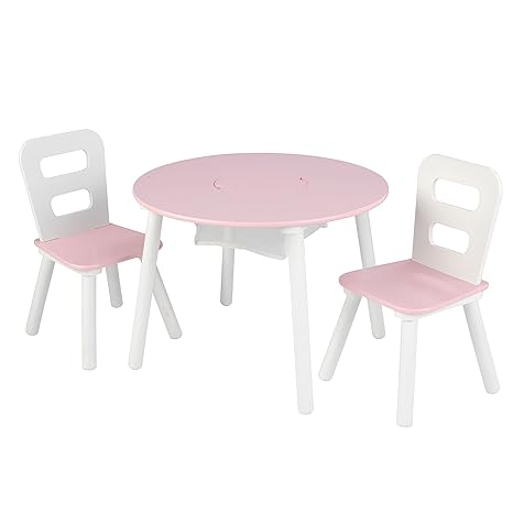 Kidkraft Round Table And 2 Chair Set White Pink