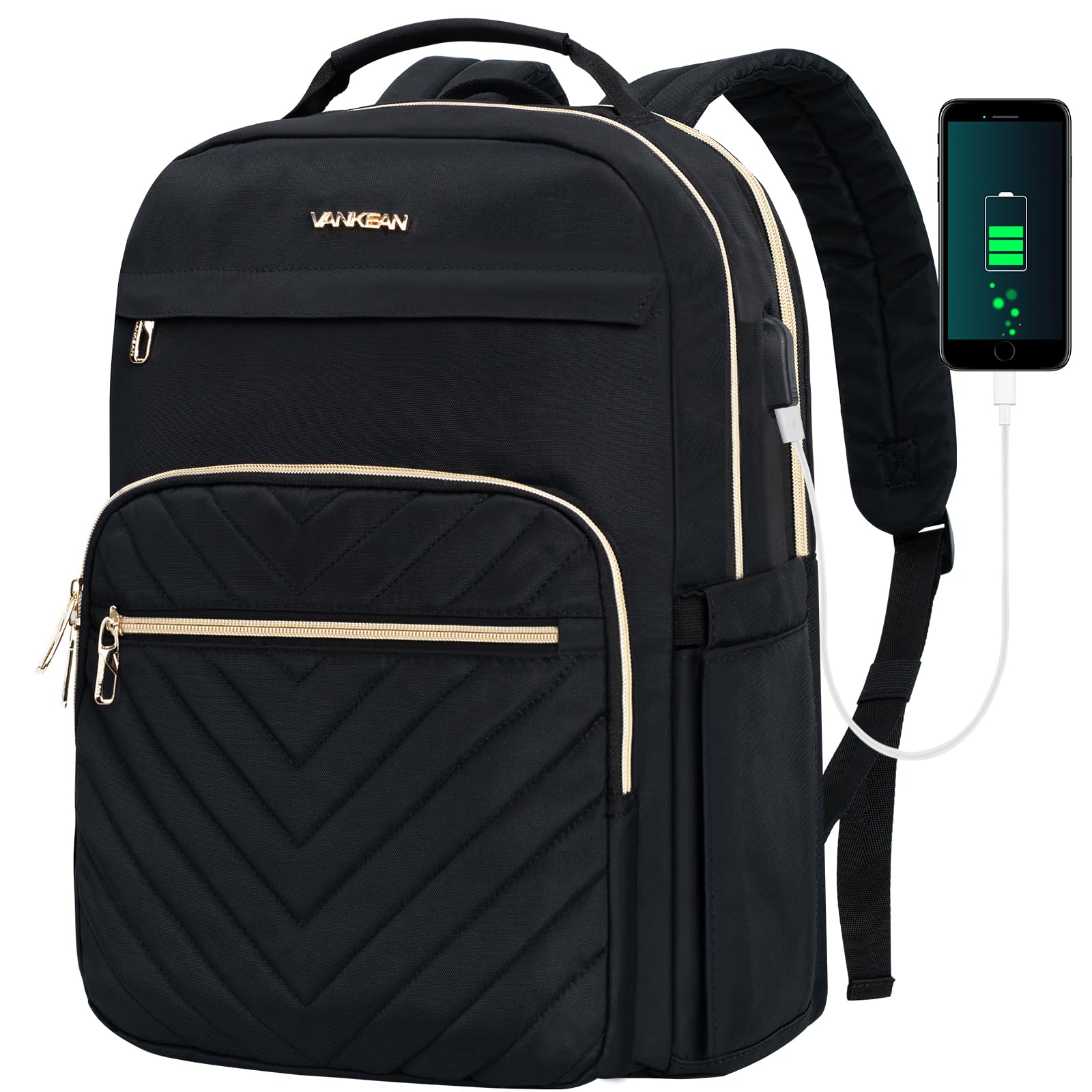 Photo 1 of VANKEAN 17.3 Inch Laptop Backpack for Women Men Work Laptop Bag Fashion with USB Port, Waterproof Backpacks Nurse Stylish Travel Bags Casual Daypacks for College, Business, Black