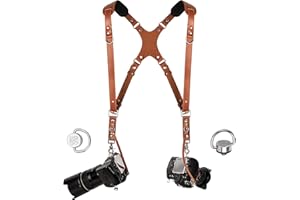 C Coiro Camera Harness for 2 Cameras – Dual Shoulder Leather Camera Strap – Double Camera Harness for DSLR/SLR
