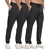 3 Pack Mens Athletic Sweatpants with Zipper Pockets,Workout Gym Joggers Pants for Men Running Jogging Pants