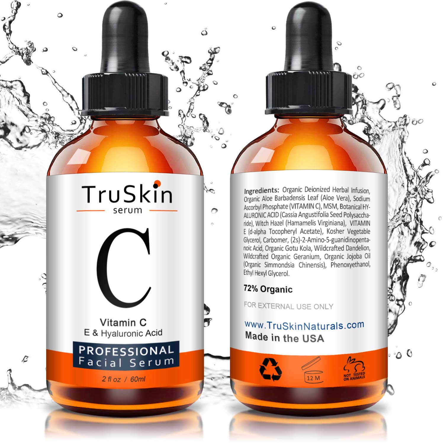 TruSkin Vitamin C Serum for Face with Hyaluronic Acid, Vitamin E, Witch Hazel, Large Bottle 2 fl oz: Beauty