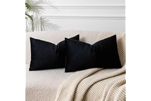 JUSPURBET Black Halloween Lumbar Velvet Throw Pillow Covers 12x20 inch Set of 2 for Living Room Couch Sofa Bedroom Decorative Soft Cushion Cases with Invisible Zipper