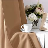 AMEHA Blackout Eyelet Curtains 66x54 2 Panels Beige Room Living Room view 9