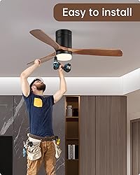 CACI Mall 52" Ceiling Fan with Lights, Flush Mount