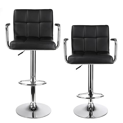 Homfa 2 STK. Barhocker Barstühle mit Armlehnen drehbar höhenverstellbar Lehne Belastbar bis 160kg schwarz