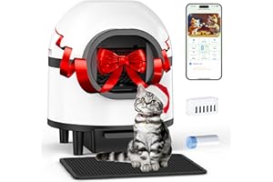 RUILIANGAI Self Cleaning Litter Box, Cat Litter Box Self Cleaning, Large Capacity 68L+10L Smart Litter Box for Multiple Cats with Litter Mat, App Control, Double Odor Removal (Black White)