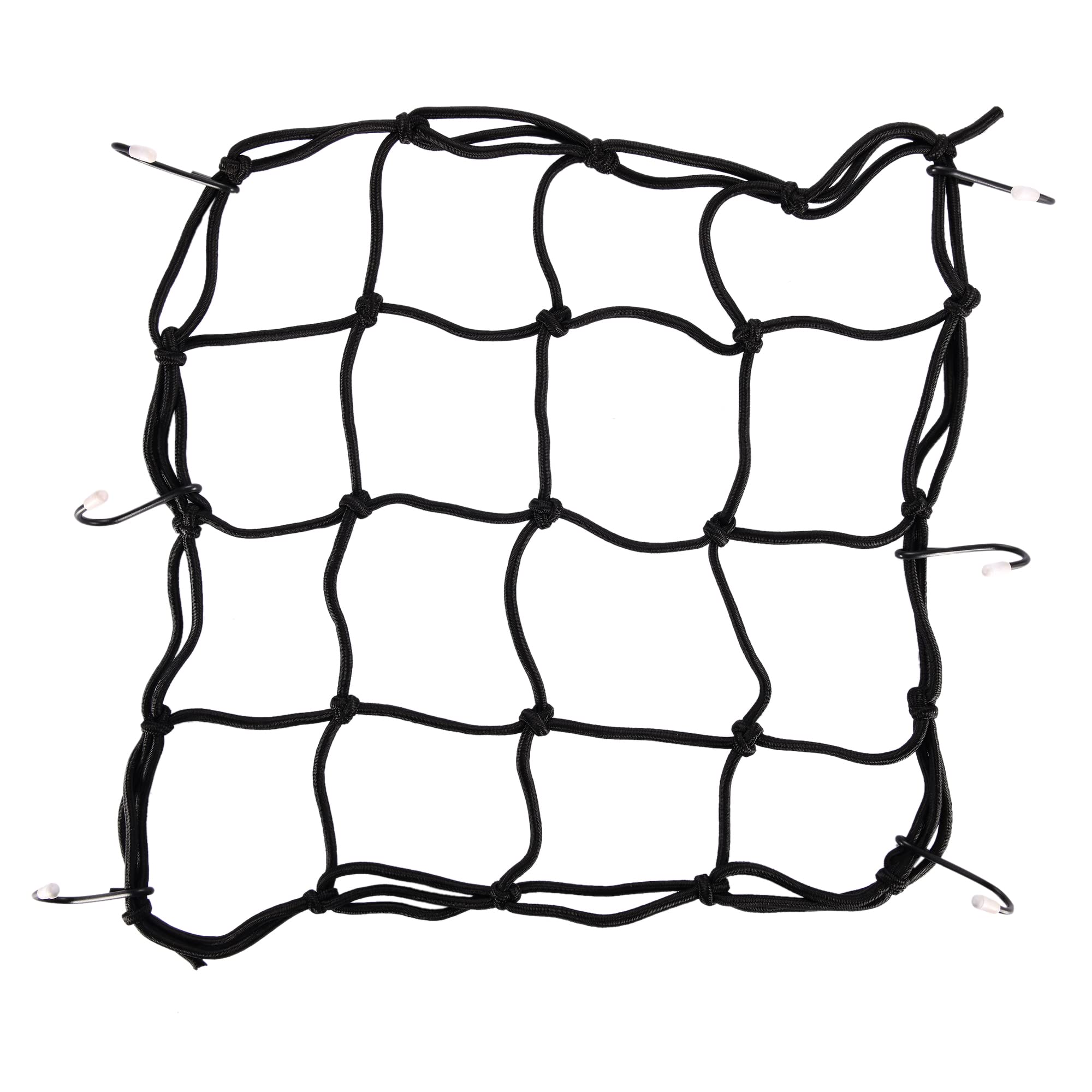 GOOFIT 12" x 12" Elasticated Bungee Luggage Cargo Net with Hooks Hold Down Replacement for Motorcycles Motorbike ATV Bikes Cars Trucks Black