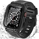 Goton 3 in 1 Waterproof Case with Band Compatible for Apple Watch | 44mm 40mm 46mm 42mm 45mm 41mm 49mm with Screen Protector