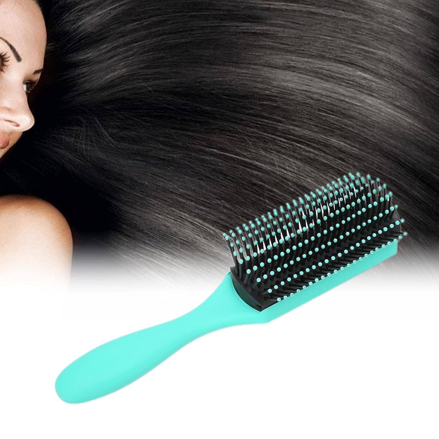 Hair Brush, Easy Clean Silicone 9 Rows Hair Brush Detangler Hair Brush