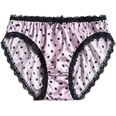 FEELITS 100% Mulberry Silk Underwear, Silk Satin Mid Rise Bikini Panties, Cute Sexy Shiny Panties for Women