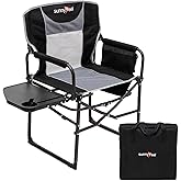 SUNNYFEEL Oversized Camping Directors Chair, Portable Folding Lawn Chairs for Adults Heavy Duty with Side Table,Pocket for Be