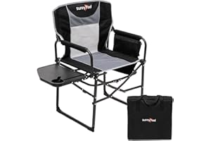 SUNNYFEEL Oversized Camping Directors Chair, Portable Folding Lawn Chairs for Adults Heavy Duty with Side Table,Pocket for Beach, Fishing,Picnic,Concert,Tailgating，Outdoor Foldable Camp Chair