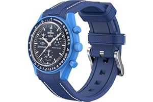 REBANDACE Strap for Omega x Swatch MoonSwatch Watch, 20mm, No Gap Soft Silicone Replacement Strap, Curved Band for Moonswatch Men Women