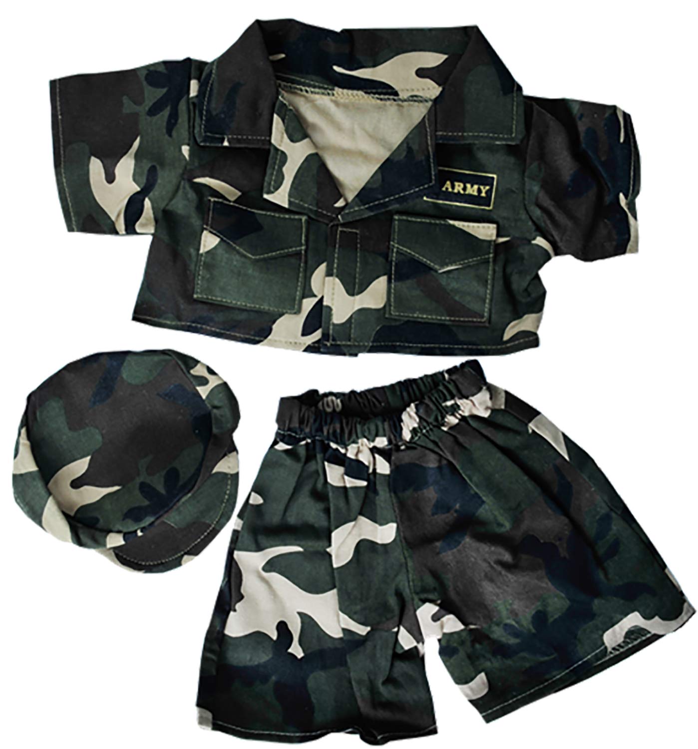 Army Outfit with Hat Teddy Bear Outfit (8")