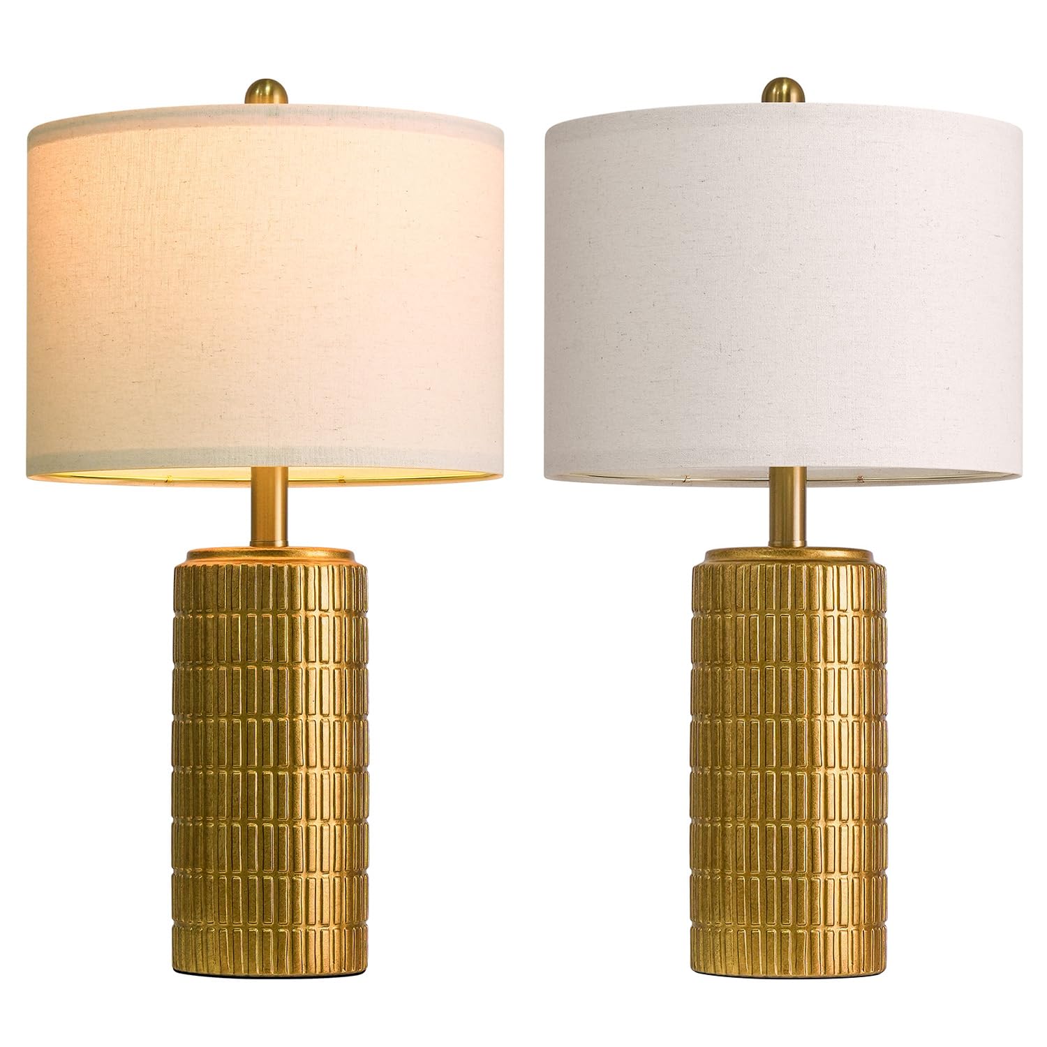Photo 1 of PoKat 23" Brass Gold Ceramic Table Lamps for Living Room, Retro Warm Gold Lamps for Night Stands, Vintage Bronze Decorative Lamps for Bedroom, Antique Gold Brown Nightstand Lamps for Home Decor