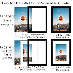 JCJMY 5.8x8.3 A5 Picture Frame Set of 6 Black with