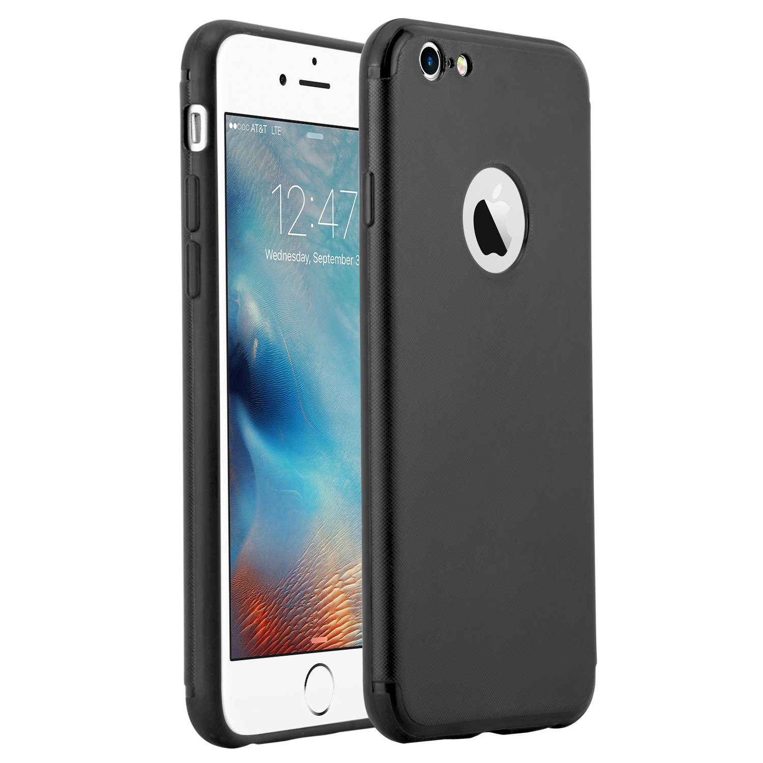iPhone 7 Case Rubber Ultra Thin Slim Shockproof Soft Cover Lightweight Rubber Case for Apple iPhone 7 - Black