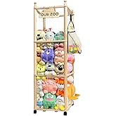 Pmbqifay Stuffed Animal Storage/Organizer Cute Wooden Stuffed Animal Zoo Storage Plush Toy Holder Cage for Nursery Toddler Rooms,Playrooms & Bedrooms with Toy Storage Bags for Building Blocks,Puzzle