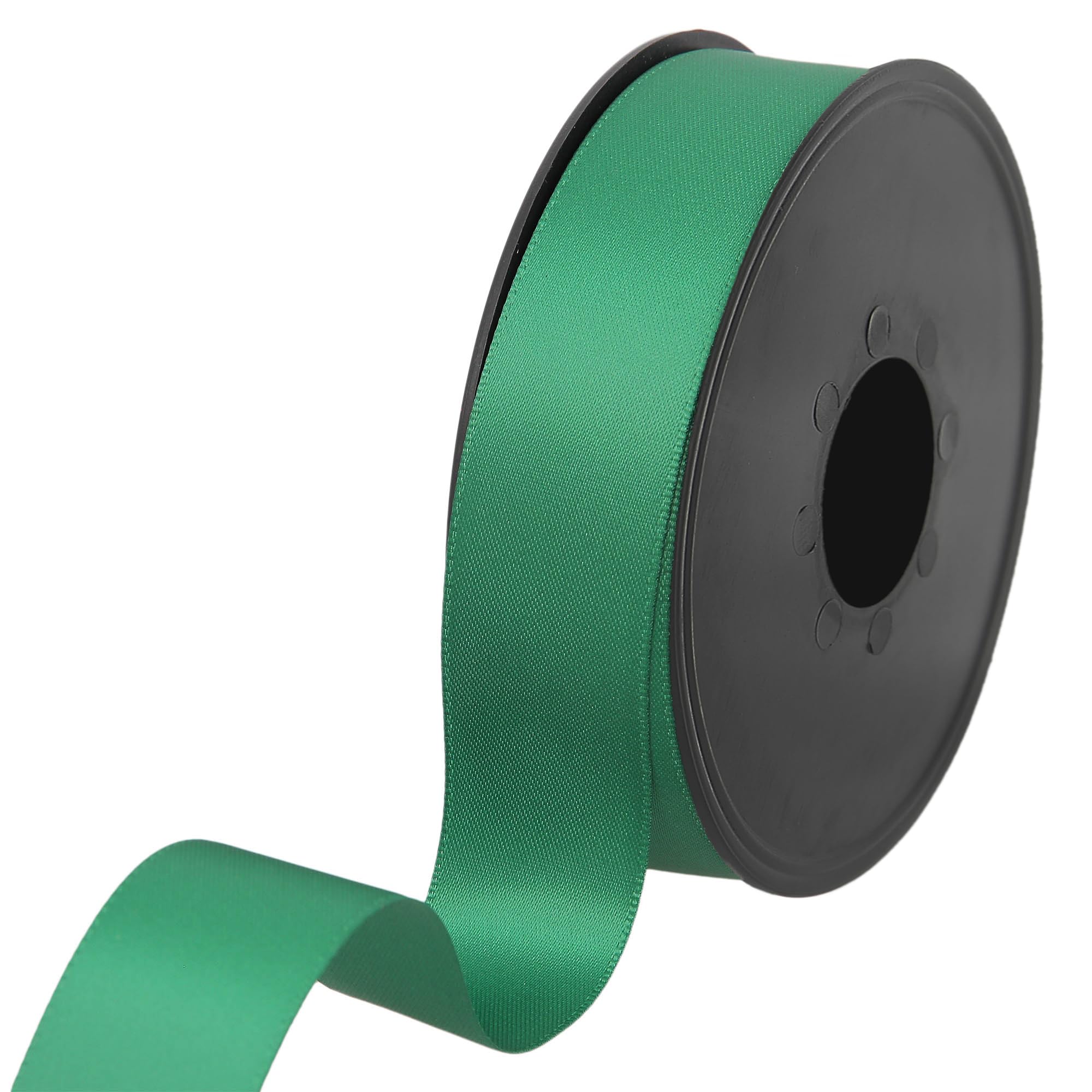 100% Polyester Double Sided Satin Ribbon for Weddings, Gift Wrapping, Floral Arrangements, Crafts, Cakes, Bows, Decorations, 25mm x 25m, Green