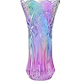 WHJY 12 inch Crystal Glass Colorful Vase for centerpieces,Smoking, Flower Arrangements,Home Decor,Wedding or Gift Phoenix Tail Shape Thickened and Heavy-#BC30