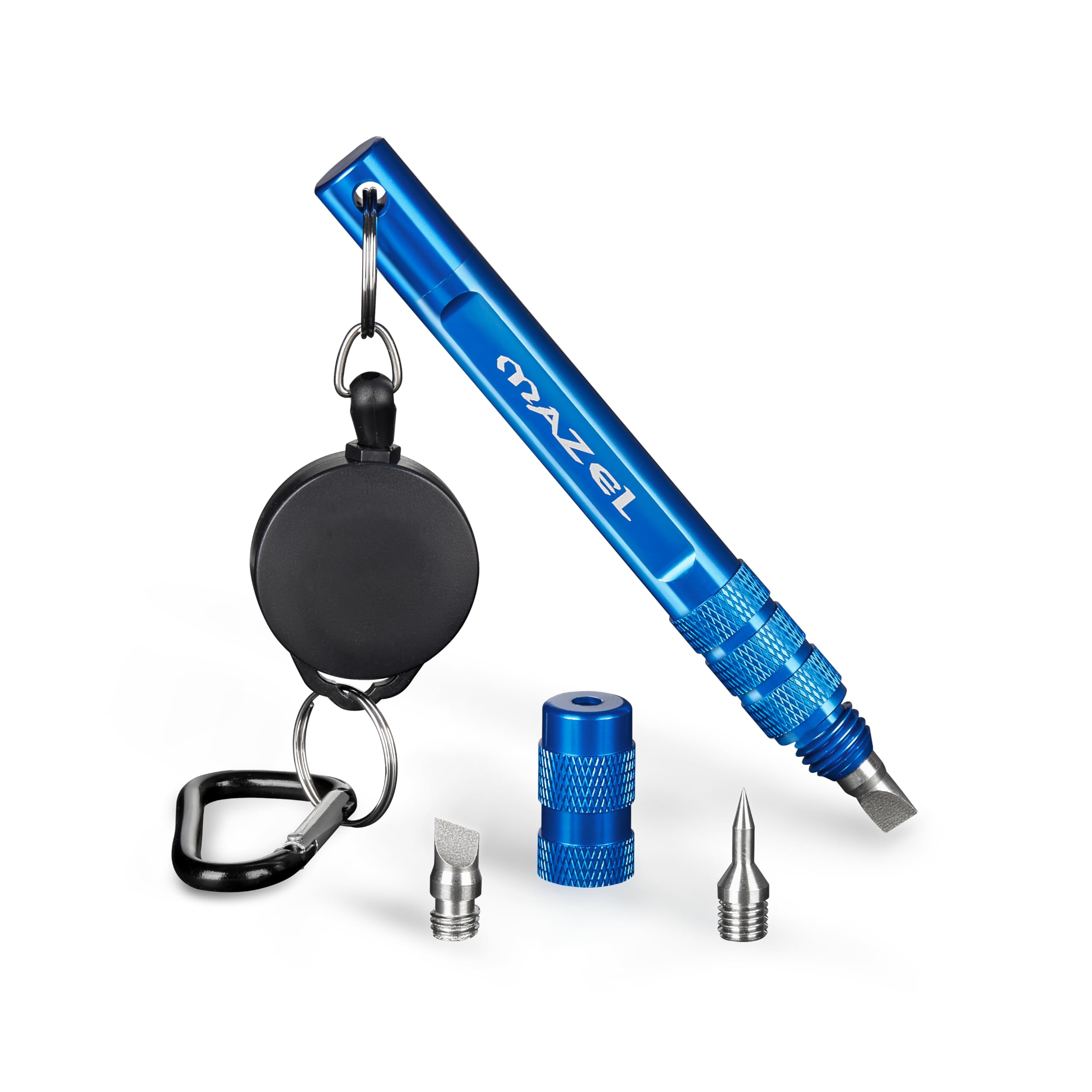 MAZEL 3 in 1 Golf Clubs Groove Sharpener Retractable Cord 22 Inch Fit for U V Grooves,Aluminium Golf Clean Tool with Buckle for Easier Carry (Blue 3in1 Sharpener) — image 1